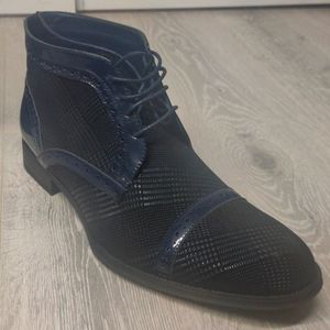 Monique exotic Navy Blue  on Black Dress Boots
